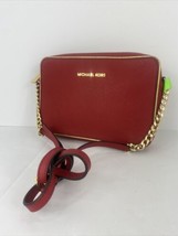 Michael Kors Crossbody Bag Jet Set East West Chain Red Nylon  Leather Zip  B2N - £68.72 GBP