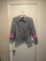 Lauren Ralph Lauren Women’s Sz 8 Black White Gingham Flip Pink Cuff Pepl... - $19.79