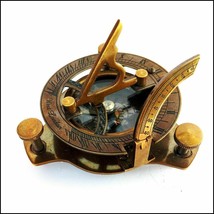 Brass Nautical Sundial Compass 2.5&quot; - Working Marine Prop Vintage Collectible - £17.87 GBP