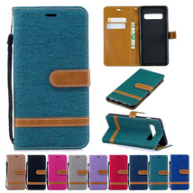 Samsung S21 S21 S20FE S10 S9 S8 S7+ Note 10 20 canvas Flip Leather Case cover - £42.37 GBP