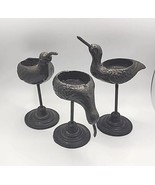Vintage Metal 3-Piece Sand Piper Bird Votive Candle Holder Set U252 - £31.38 GBP