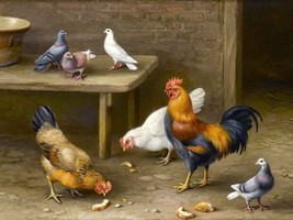 Art Print Best hens and piges Oil painting Giclee on Canvas - $8.59+