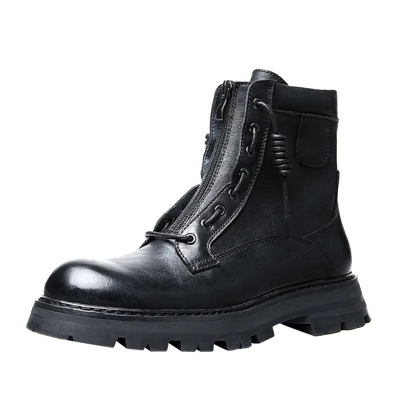 British Retro Leather Combat Boots Autumn Winter Ankle Boots boy Boots Mens hide - £216.66 GBP