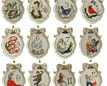 Lenox Twelve Days Of Christmas Ornaments Set 12 PC Set Oval 3 1/8&quot; Large... - £59.70 GBP
