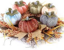 Joyhalo 6 Pack Handmade Velvet Pumpkins for Decorating- 4.72 in Faux Foam - £9.67 GBP