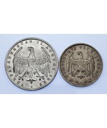 1922-1935 Germany 1 &amp; 3 Marks Coin lot of 2 (Unc-BU) KM # 29, 78 - $70.49 CAD