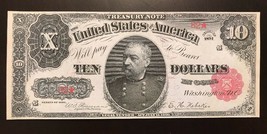 Reproduction $10 Treasury Note 1890 Phillip Sheridan Civil War General C... - £3.12 GBP