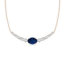 ANGARA Natural 2.4 Ct Oval Sapphire Curved Bar Pendan... - £2,186.34 GBP