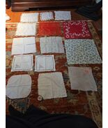 Lot Of 14 Vintage Hanky Mixed Lace Crochet Embroidered &amp; Print Handkerch... - $570.93 MXN