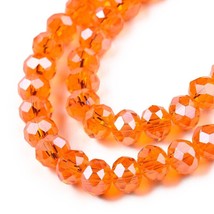 Z  Electroplate Pearl Luster Glass Bead Coral Orange faceted Rondelle, 6X5mm RO5 - £9.21 GBP