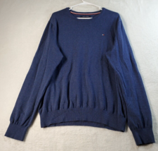 Tommy Hilfiger Sweater Mens Large Blue Knit Long Raglan Sleeve Round Nec... - $16.93