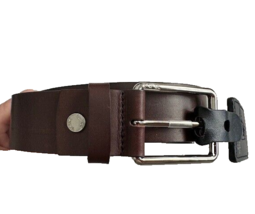 NEW TUMI leather men&#39;s belt brown 44/110 made in France designer casual - $89.99