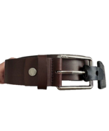 NEW TUMI leather men&#39;s belt brown 44/110 made in France designer casual - £70.78 GBP