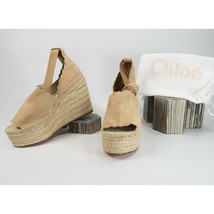 Chloe Lauren Reef Shell Suede Espadrille Wedge Heels Sandals Size 40 10 NIB - £257.59 GBP
