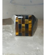 Tiger Eye ring onyx band southwestern size 12.75 sterling silver women men - $3,166.65 MXN