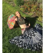 BLACK &amp; WHITE ATS AMAZING PAISLEY BLOCK PRINT Gypsy Skirt 25 Yds~36&quot; - $2,533.17 MXN