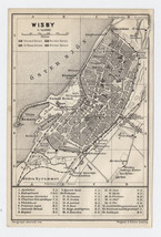 1903 Original Antique Map Of Visby / Wisby / Gotland / Sweden - £22.40 GBP