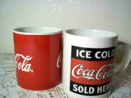 Pair of mugs Ice Cold Coke and Ribbon style Coca Cola logo  Gibson 10 oz - £10.00 GBP