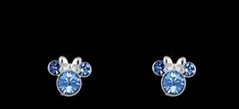 Disney Birthstone Stud Minnie Mouse Earrings Earrings Light Sapphire Crystal (a) - £71.65 GBP