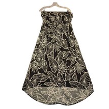 Me Too Womens XL Dress Hawaiian Leaves Black White High Low Strapless Midi - £12.39 GBP