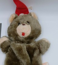 1980s Fairview Brown Santa Hat Plush Teddy Bear Christmas Stocking Pouch Vintage - £13.18 GBP