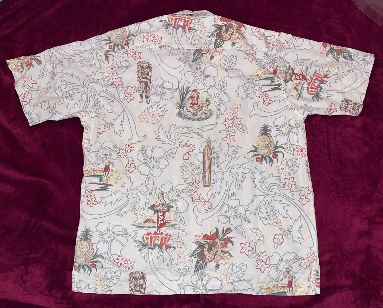 Hawaiian Style Shirt - Pineapple, Tiki, Surf board, Luau Print Pattern -... - $19.77