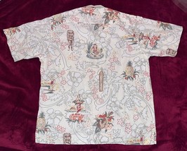 Hawaiian Style Shirt - Pineapple, Tiki, Surf board, Luau Print Pattern - Sz L - £15.80 GBP