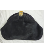 Vintage ST. JAMES Black Suede Clam Shell Handbag Evening Bag Rhinestones... - £29.31 GBP
