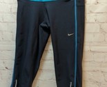 Nike Dri-Fit Capri Leggings Women S Small Black blue Workout Running ref... - $14.84