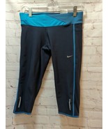 Nike Dri-Fit Capri Leggings Women S Small Black blue Workout Running ref... - £11.65 GBP