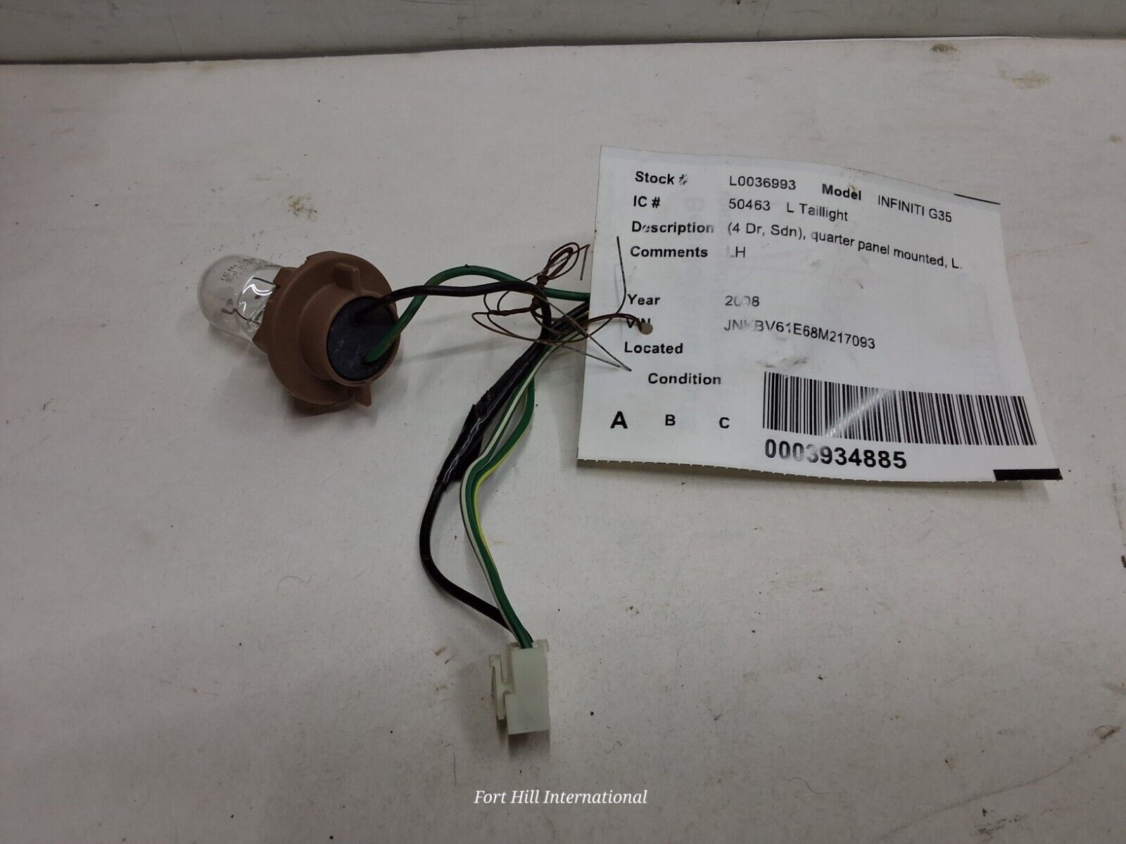 2007-2015 Infiniti G35 G37 Q40 sedans left or right tail light wiring ha... - $29.69