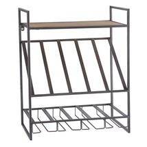 47th &amp; Main Wall Mounted Wine Bottle and Glass Storage Rack, 6, Iron/Wood - £67.49 GBP