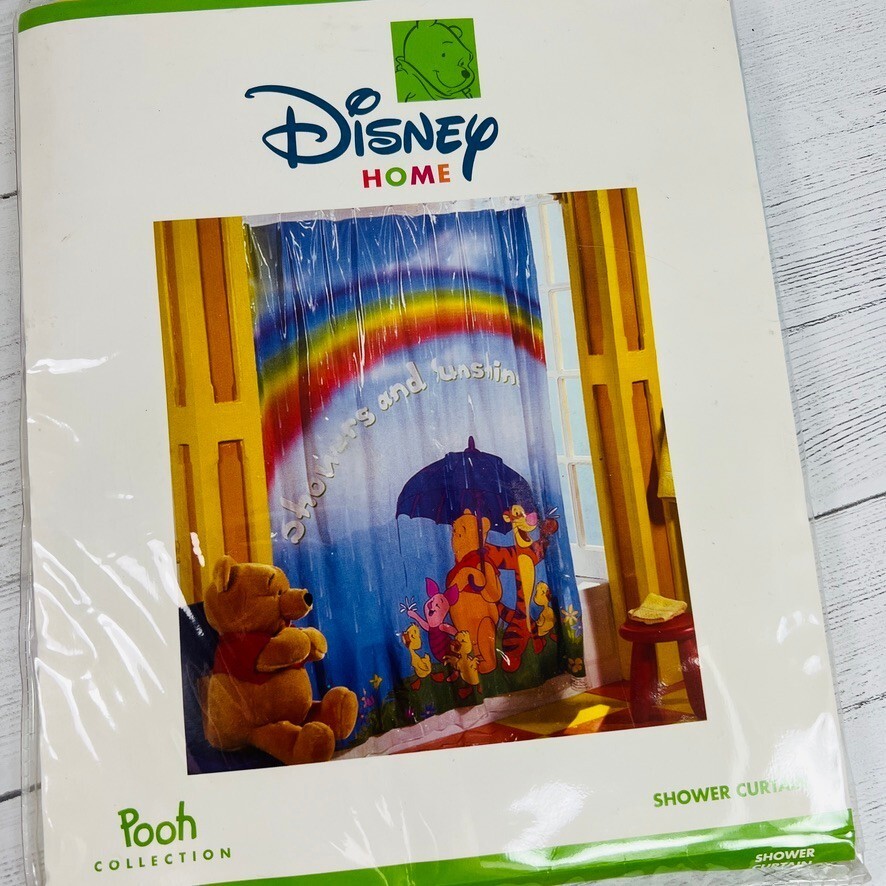 Disney Home Pooh Collection Showers And Sunshine 72x72 Vinyl Shower Curtain NEW Item image 3