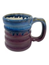 Vintage Blue Purple Studio Pottery Drip Glaze Ceramic Mug Artist Signed ... - £18.64 GBP