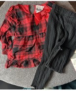 Rare Edition Toddler Girls Red Plaid Dress Black Ribbed Leggings Outfit ... - $20.33 CAD