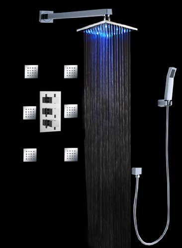 Primary image for Luxury Bathroom Shower Set with Luxury 12" Water Power LED Shower Head (Wall Mou
