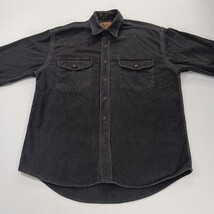 St John's Bay Men's Black Heavyweight Long Sleeve Cotton Shirt Pockets Sz Medium image 12