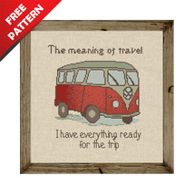 The meaning of travel Retro Bus Free cross stitch PDF pattern - £0.00 GBP