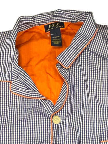 Polo Ralph Lauren Men's M Lounge-Wear Night-Shirt Pajama Top Button Front Blue - £14.38 GBP