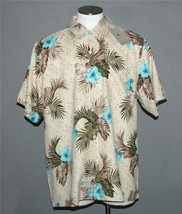 Tommy Bahama Flora Breeze Tropical Turquoise Hibiscus Silk Shirt Mns XL NWT $125 - £56.25 GBP