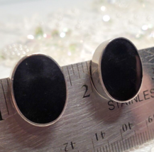 All Solid 925 Sterling Silver Lightweight Black Stone Earrings Mexico 12... - $31.68