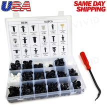 415pc Plastic Rivets Fastener Fender Bumper Push Clips + Removal Tool fo... - £17.11 GBP