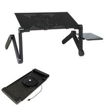 360Adjustable Folding Laptop Notebook Desk+Cooling Fan Table Stand Bed Tray - £36.98 GBP
