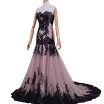 Kivary Gothic Black Lace Mermaid Long Formal Corset Sweetheart Prom Evening Dres - £134.52 GBP