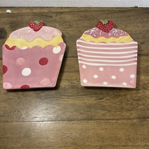 Pier 1 Imports Dessert Plates Sweet Tooth Cupcake Treats Cookies  Set Of 2 - £9.82 GBP