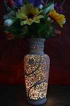 12&quot; Marble Soapstone Hand Carved Vase Flower Pot Design Vases Home Decor H704 - £157.96 GBP