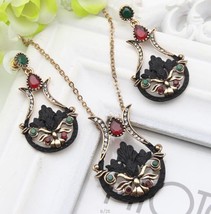 SUNSPICE MS Vintage Turkish Jewerly Sets Women Antique Gold Color Black Spray Pa - £9.80 GBP