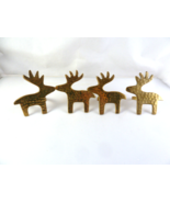 Reindeer Moose Napkin rings 4 Kemp &amp; Beatly Solid Hammered Brass Holiday - $13.50