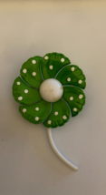 Green And White Polka Dot Flower Brooch Pin - £23.59 GBP