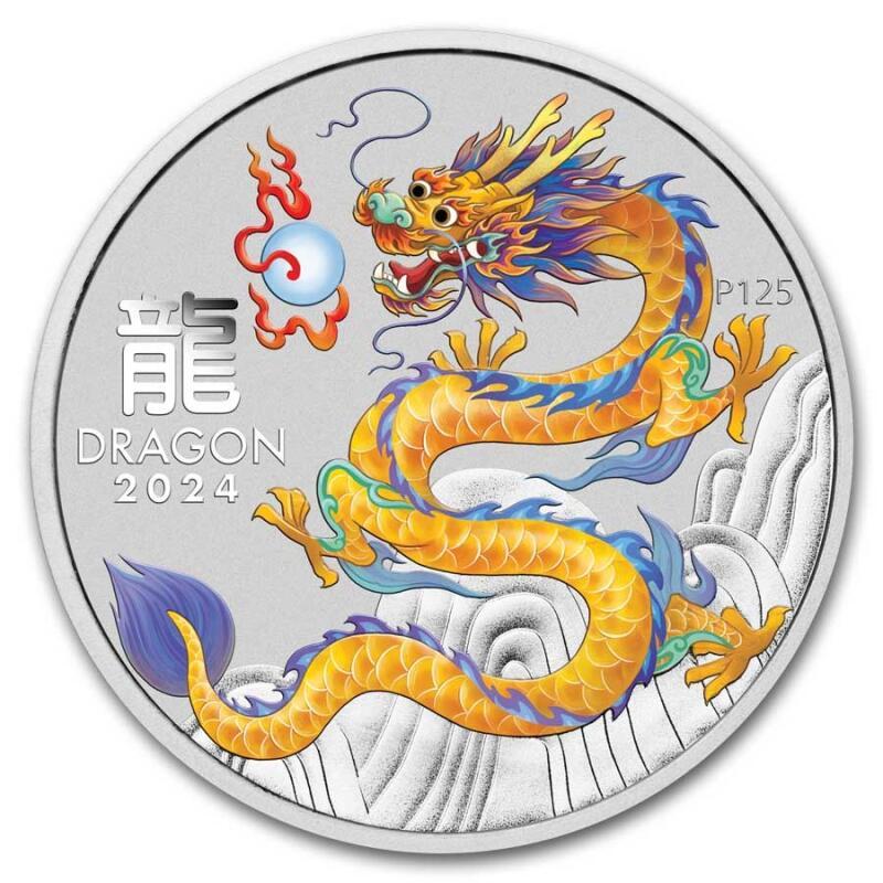 2024 1/2 oz Australia Silver Lunar Yellow Dragon BU Series III (In Capsule) - $44.97